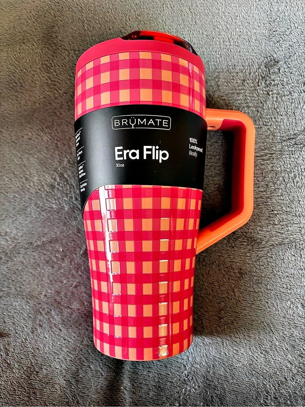 NEW BruMate 30oz Era Flip Straw Tumbler - Peach Gingham TARGET LIMITED EDITION
